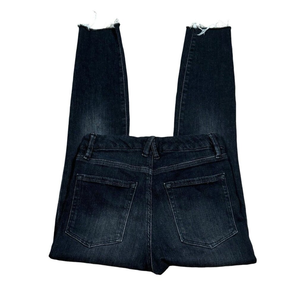 GOOD AMERICAN Good Legs Jeans 8/29 Skinny Black218 Wash Raw Hem‎ Style GL336BT